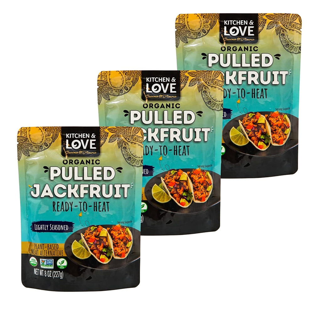 Kitchen & Love front packaging showing organic jackfruit and benefits