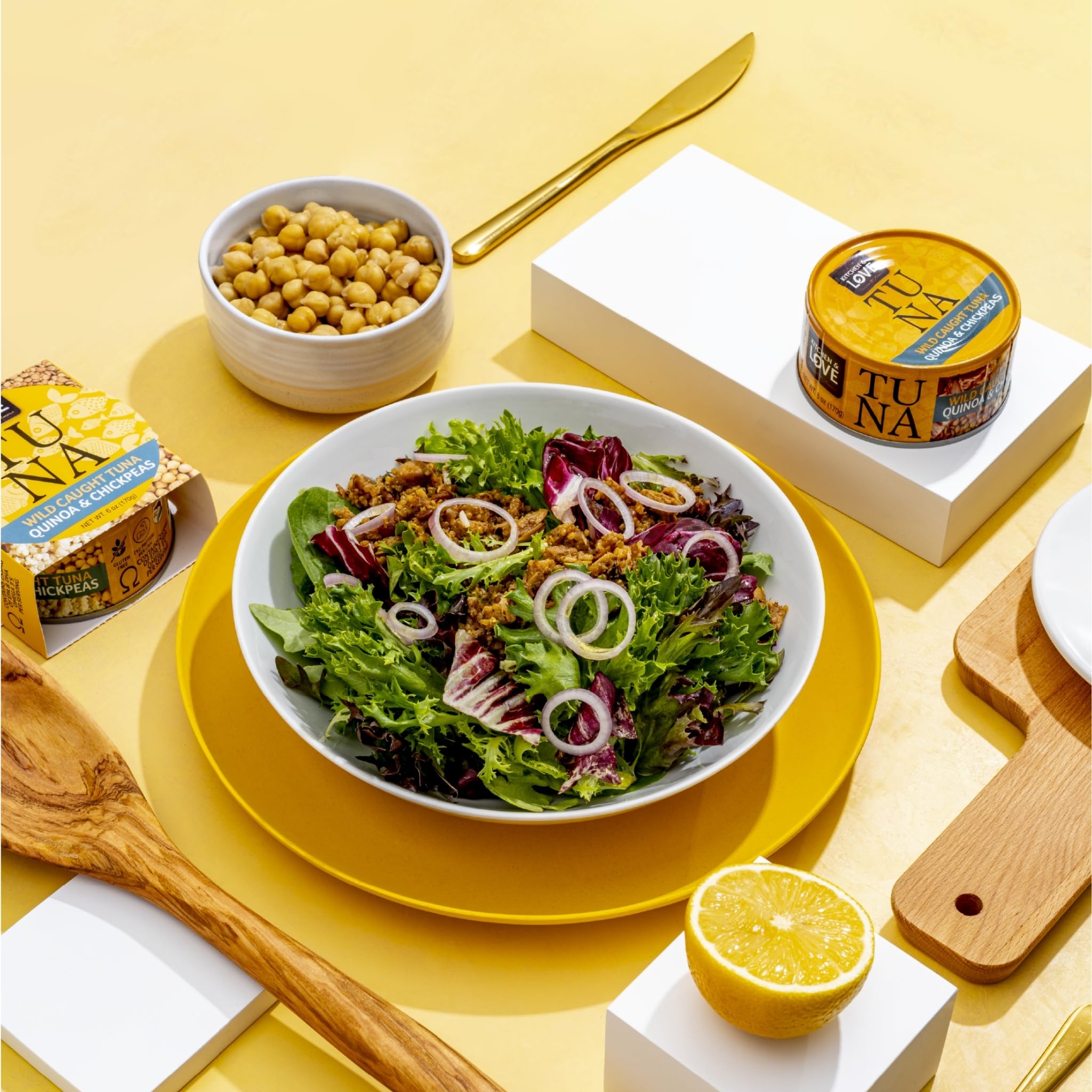 Kitchen & Love cans in outdoor picnic scene illustrating travel convenience