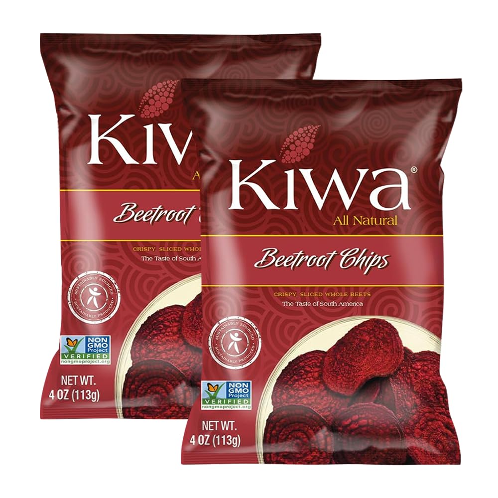 Kiwa front packaging showing crisp beetroot chips and brand for shelf appeal