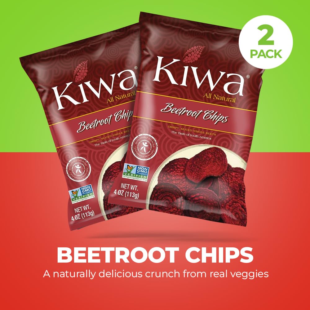 Kiwa open bag top view with visible chips, convenient ready-to-eat benefit