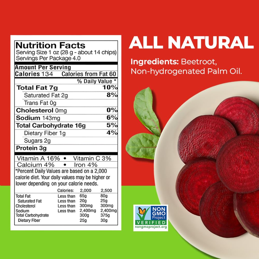 Kiwa single chip close-up showing natural beet color and crunchy texture