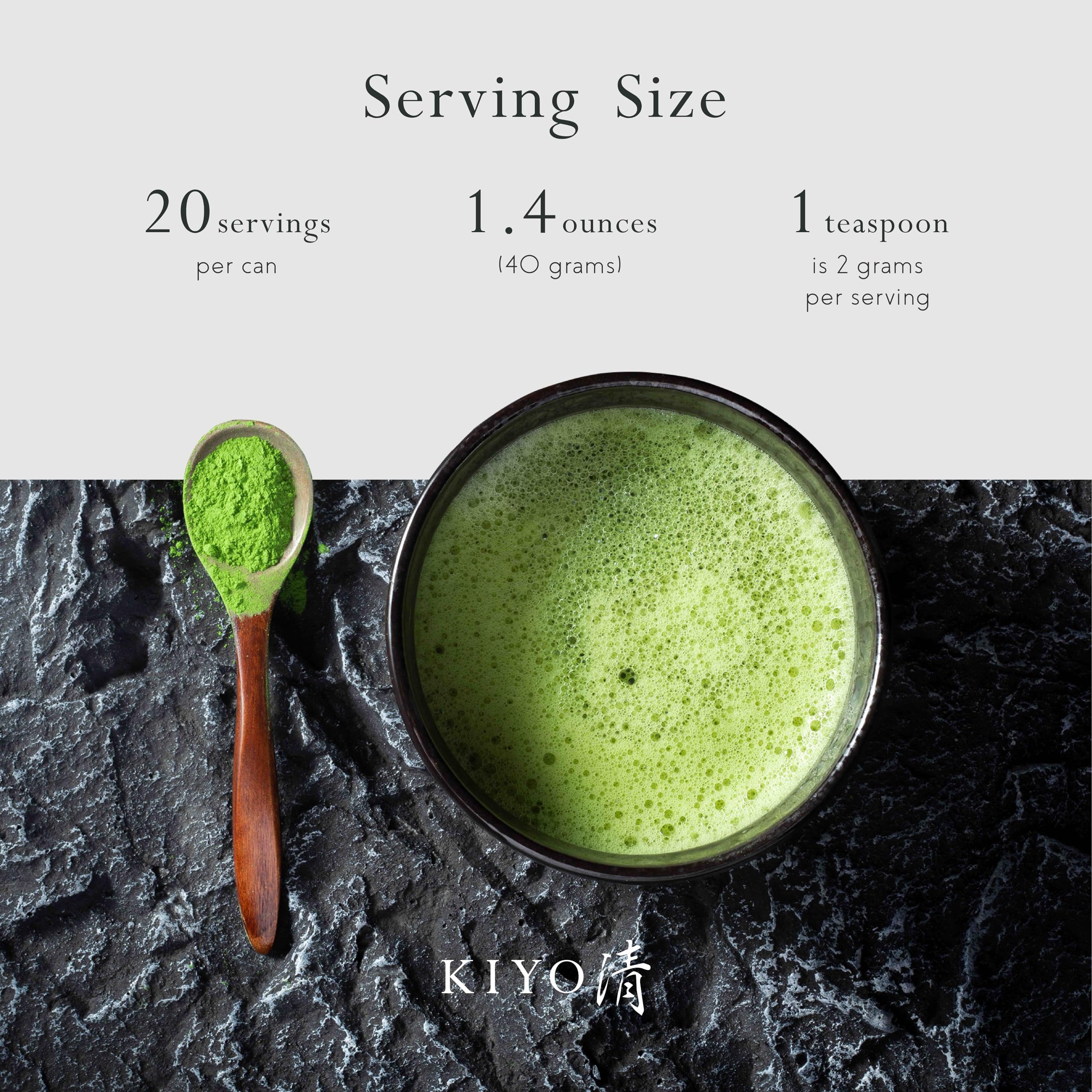 Kiyo Matcha latte in a glass cup illustrating creamy texture and rich umami flavor
