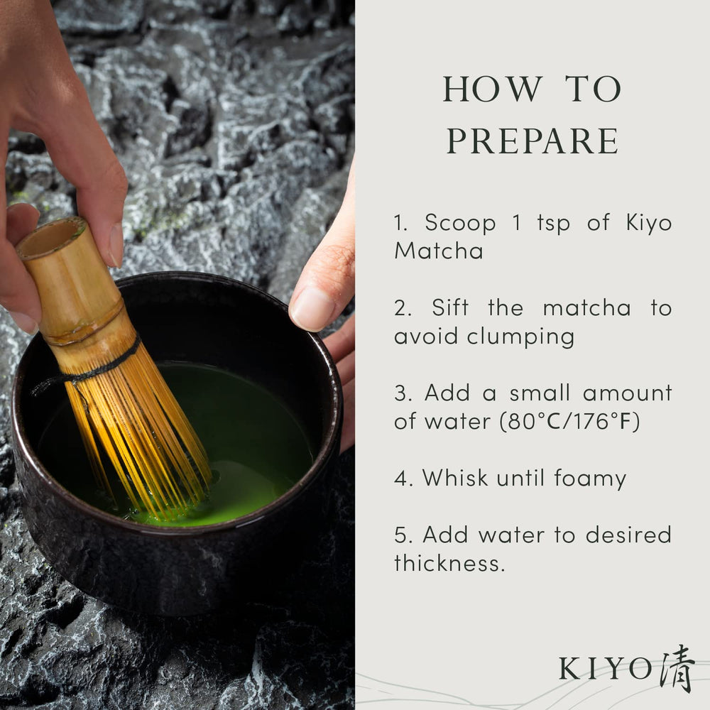 Kiyo Matcha airtight can and inner bag showing sealed freshness preservation