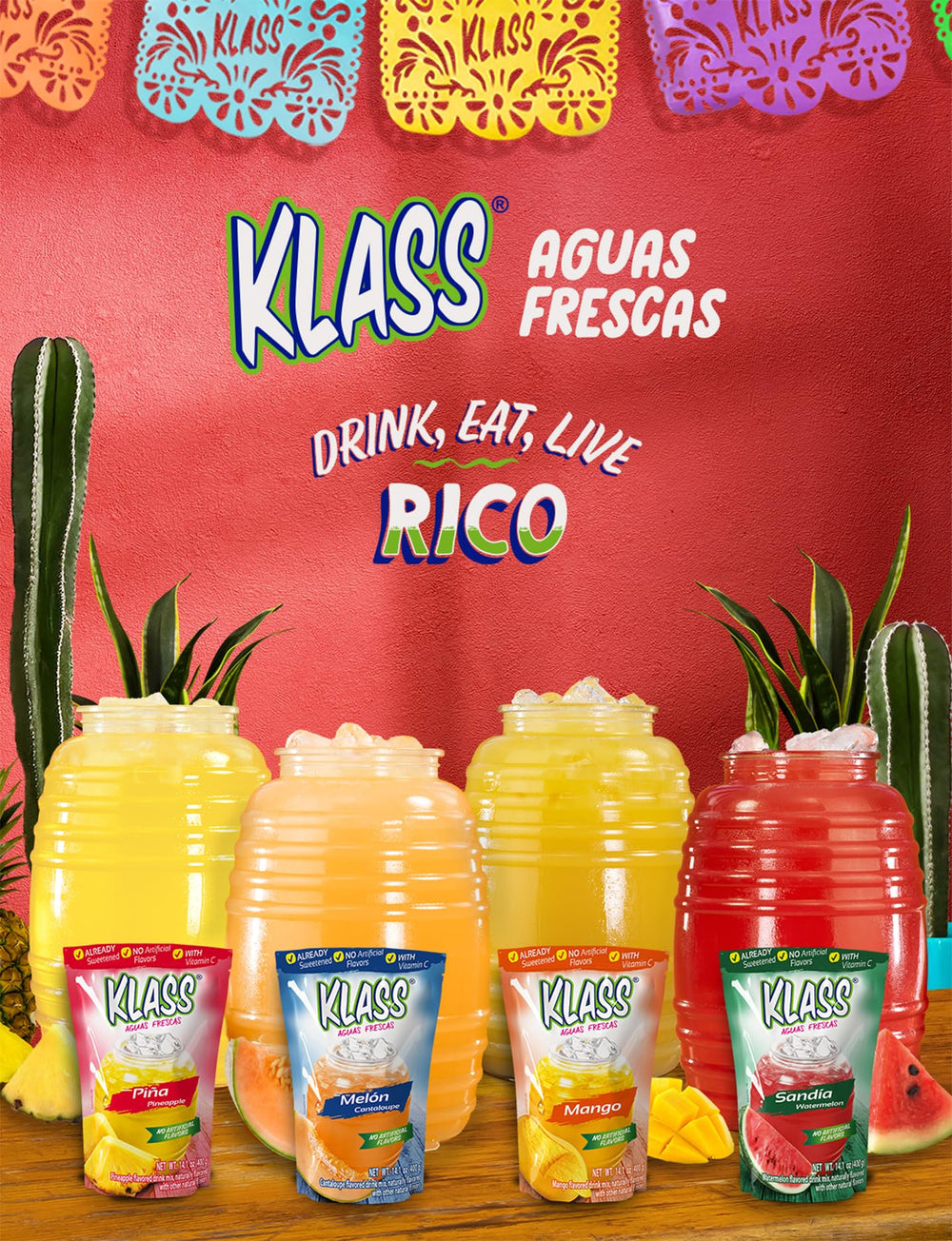 Klass Aguas Frescas pack held in hands showing scale and portion control