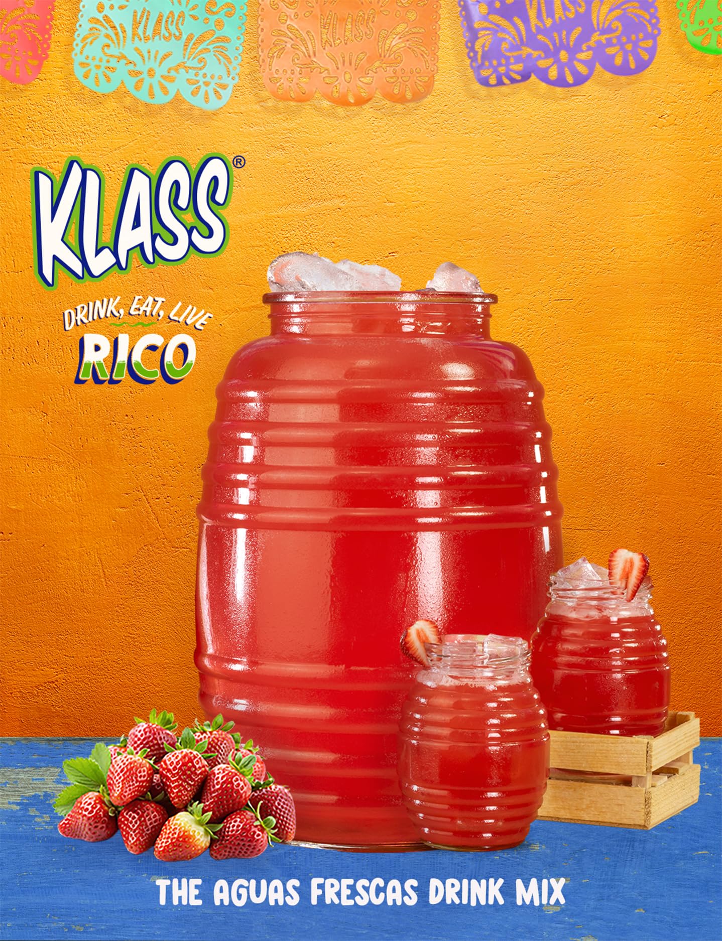 Klass Aguas Frescas pitcher poured and iced showing easy party-serving benefit
