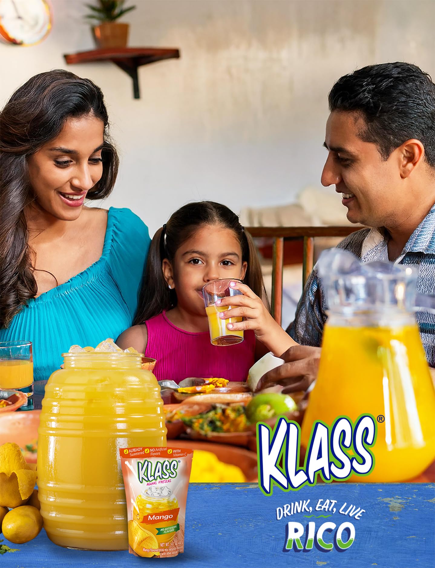 Klass Aguas Frescas glasses on table showing family-friendly serving idea