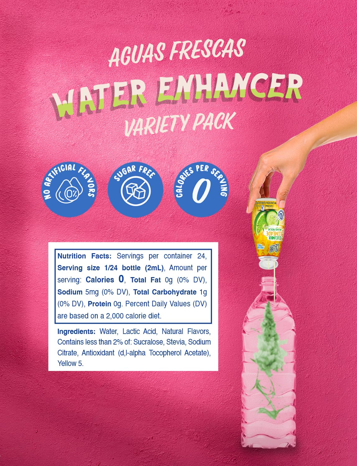 Klass bottle close-up label highlighting flavor and sugar-free benefit