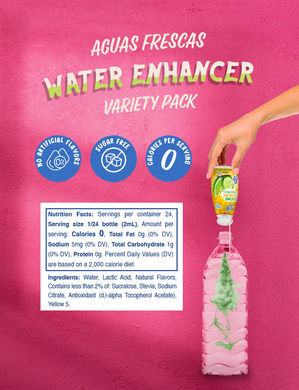 Klass bottle close-up label highlighting flavor and sugar-free benefit