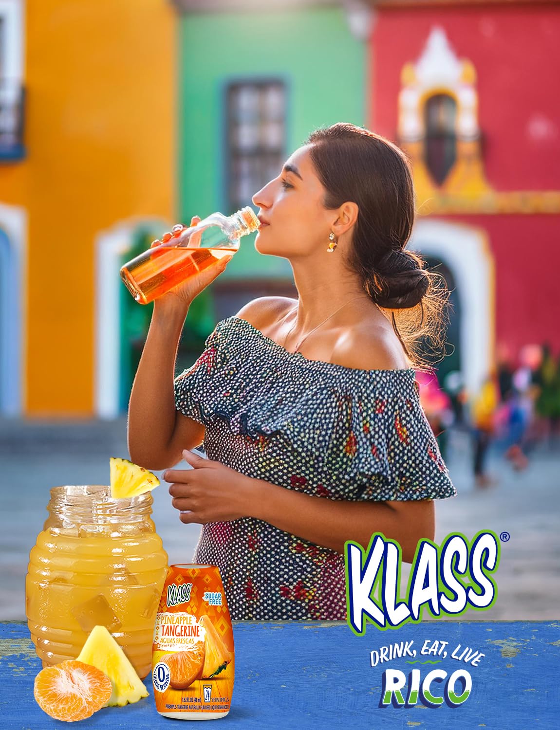 Klass bottle inside a purse illustrating portable flavoring for travel