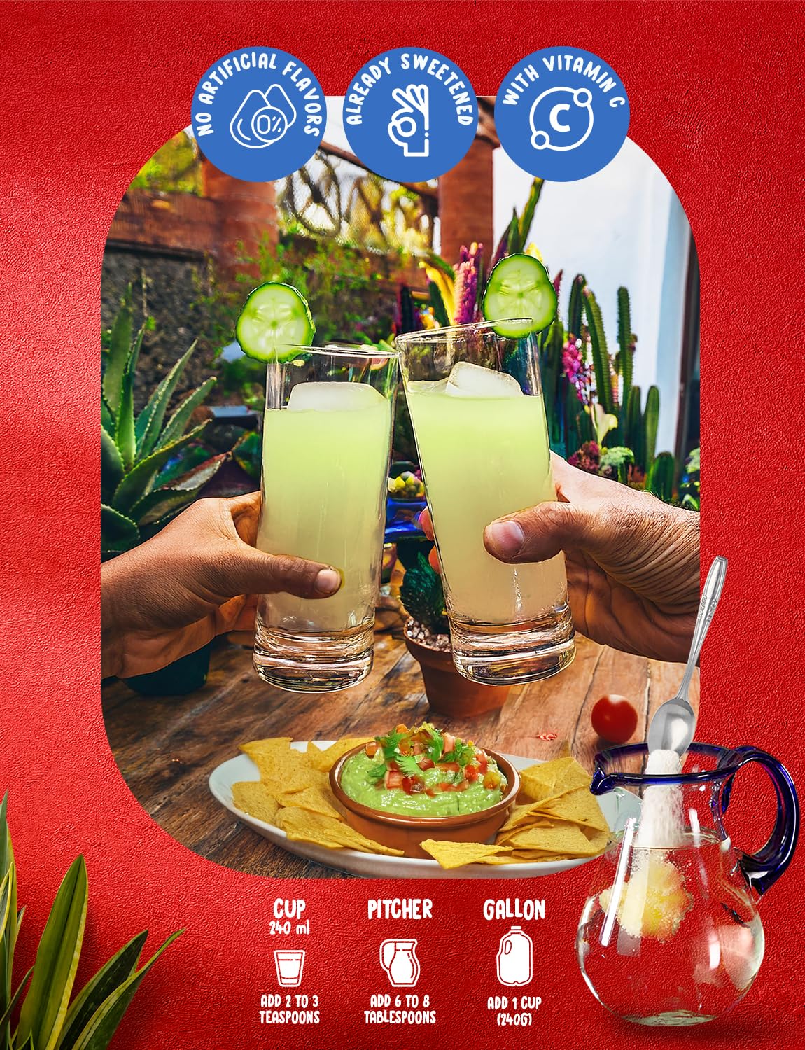 Klass Aguas Frescas pitcher in use refreshing cucumber lime flavor