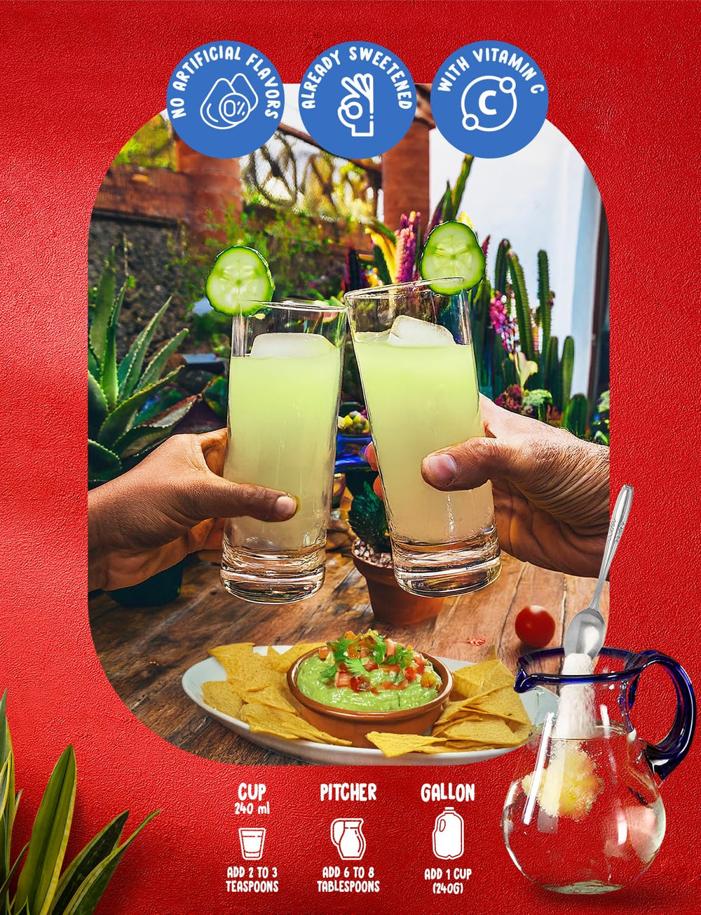 Klass Aguas Frescas pitcher in use refreshing cucumber lime flavor
