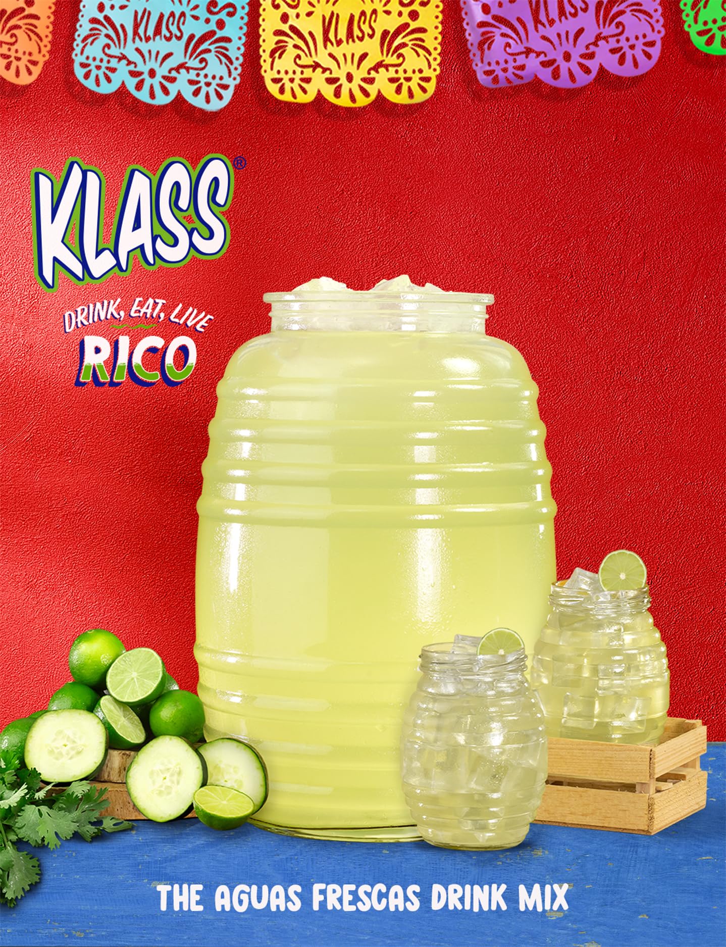 Klass Aguas Frescas drink served with ice for cool hydration benefit