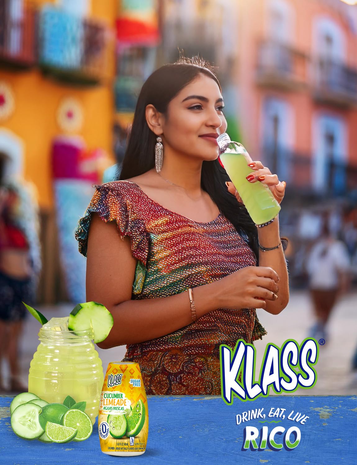 Klass Aguas Frescas bottle in hand illustrating compact travel-friendly size