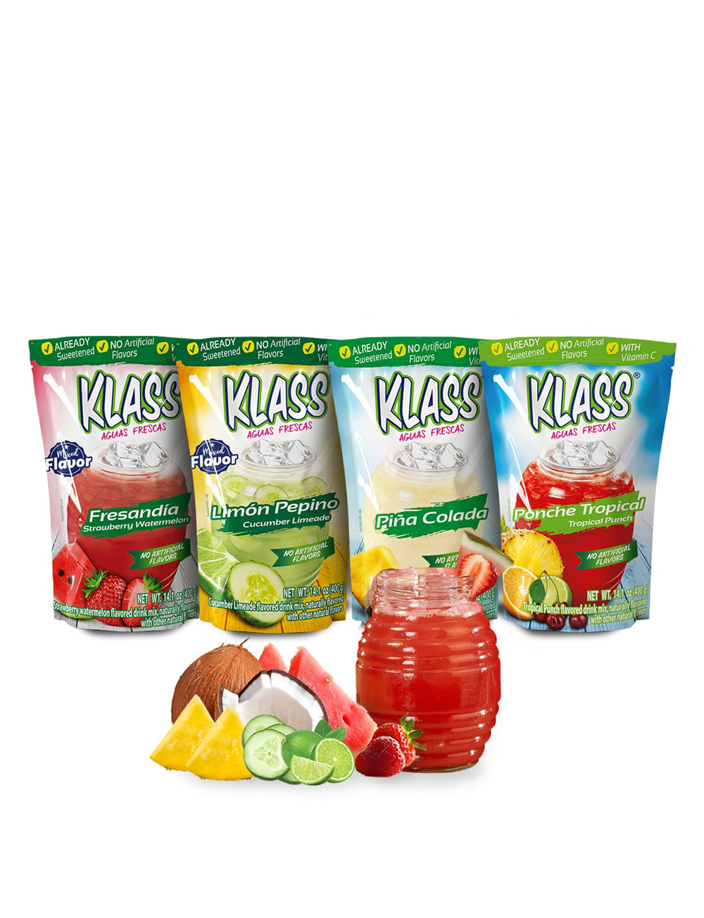 Klass front packaging showing variety pack and clear product benefit