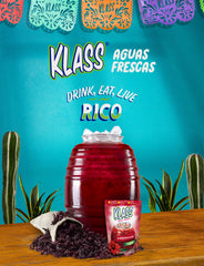 Klass Aguas Frescas hibiscus glass with ice highlighting refreshing citrus pairing