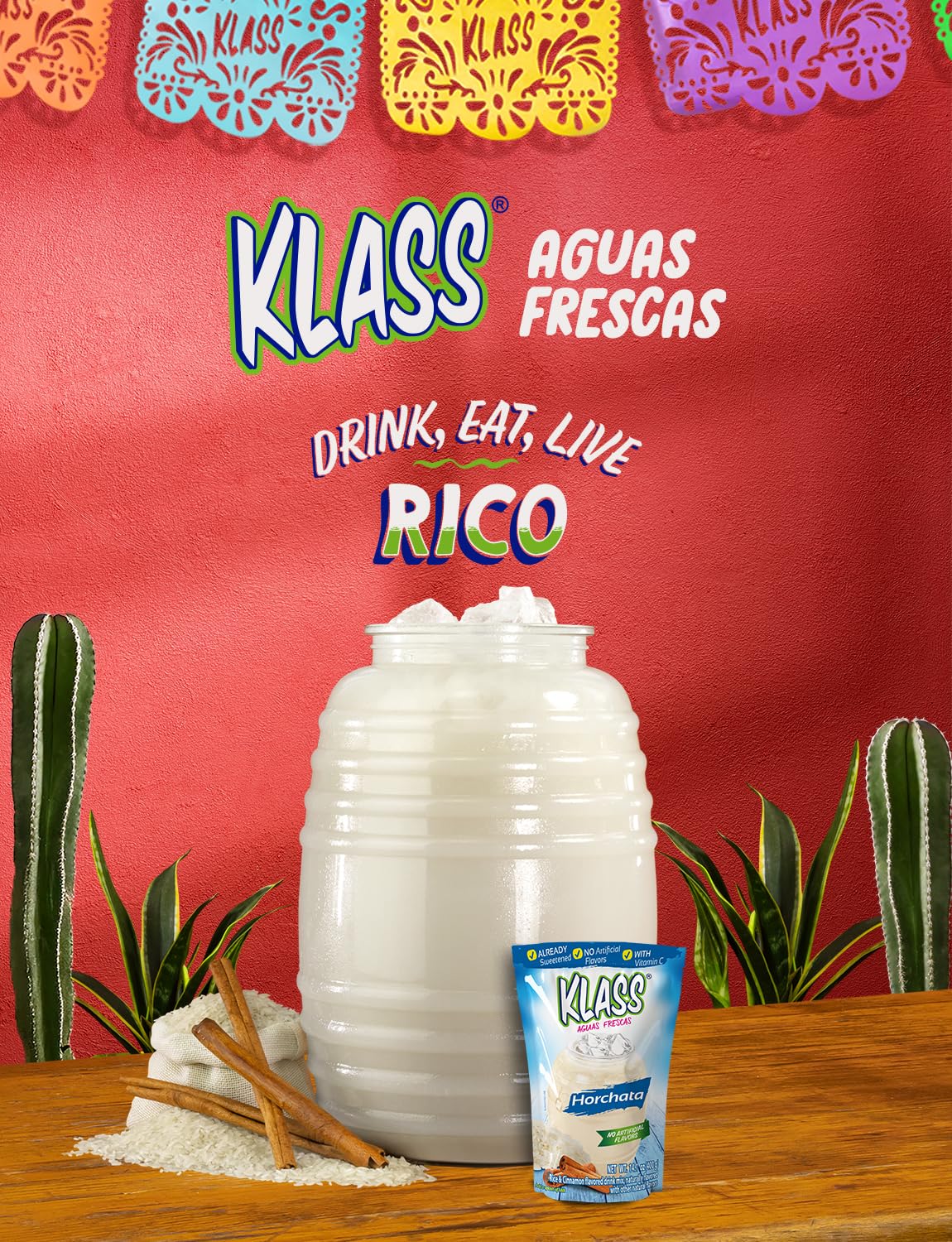 Klass Aguas Frescas on a party table highlights easy entertaining and flavor