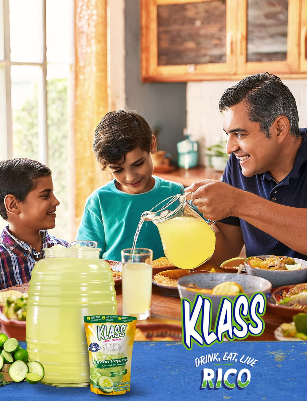 Klass served glass with lime and ice showcasing refreshing fruit flavor