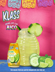 Klass bottle next to an 8oz glass showing servings per bottle for portion clarity