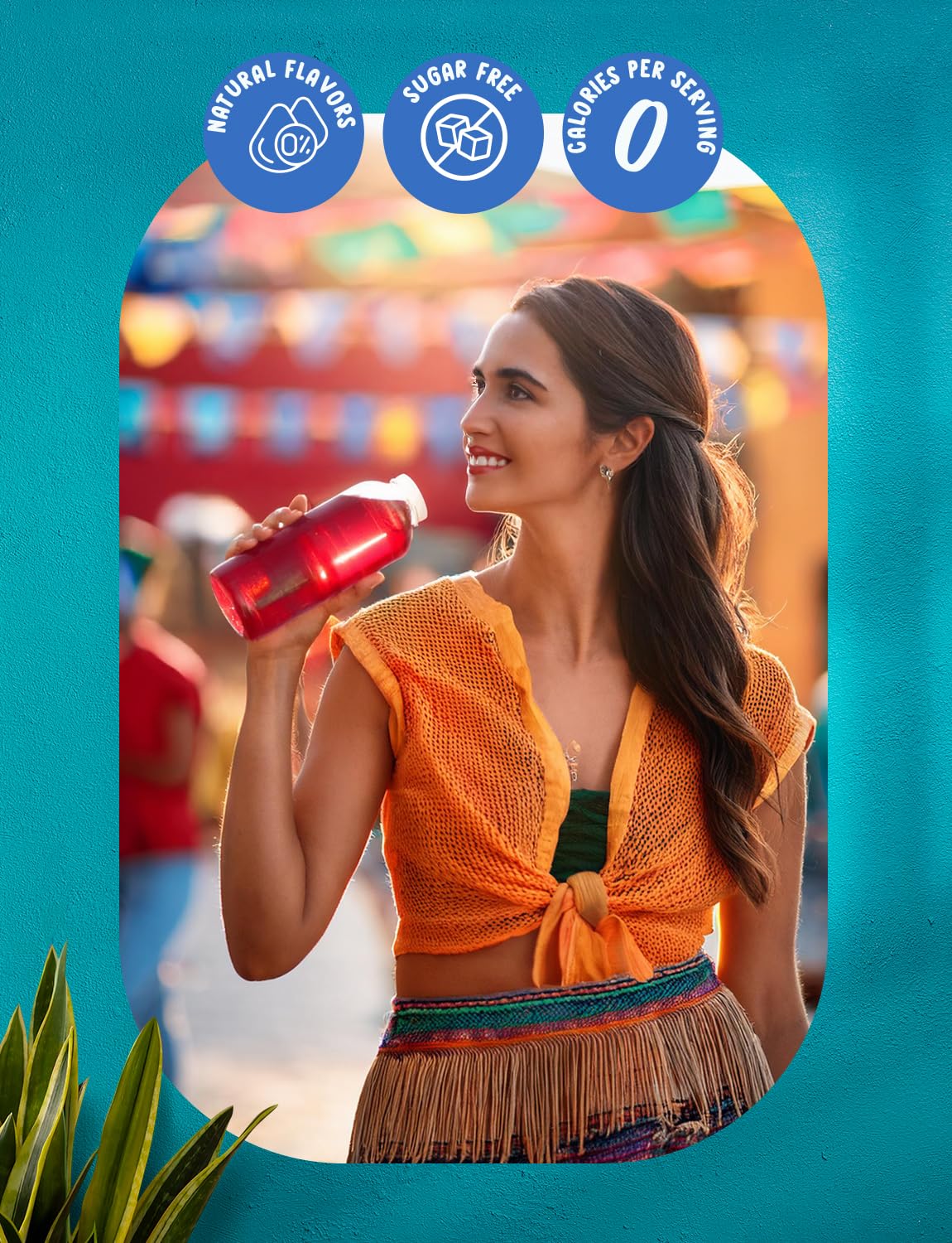 Hand holding a Klass Strawberry-Watermelon bottle demonstrating portable use and on-the-go flavoring benefit