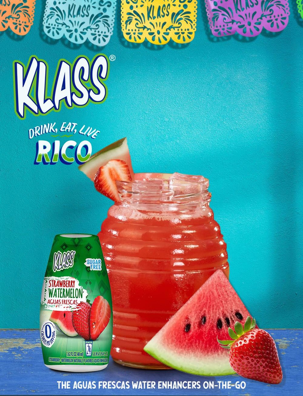Klass drops pouring into a clear water bottle showing vibrant infusion and rapid flavor mixing advantage