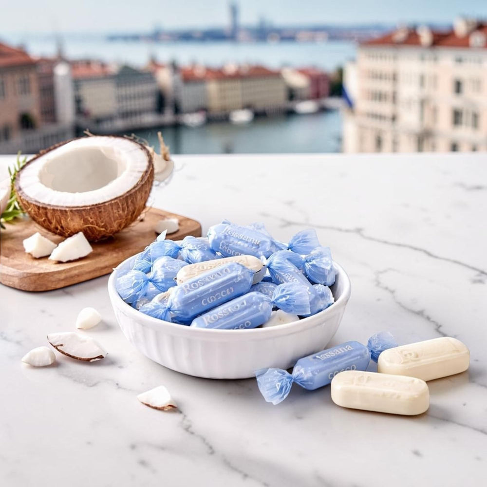 KLUB BULK candy cut open to reveal creamy coconut center and taste appeal