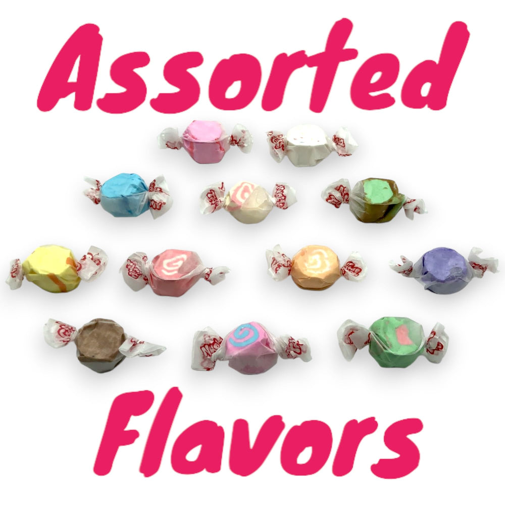 Array of Klub Bulk taffy flavors arranged by color, showcases variety for events