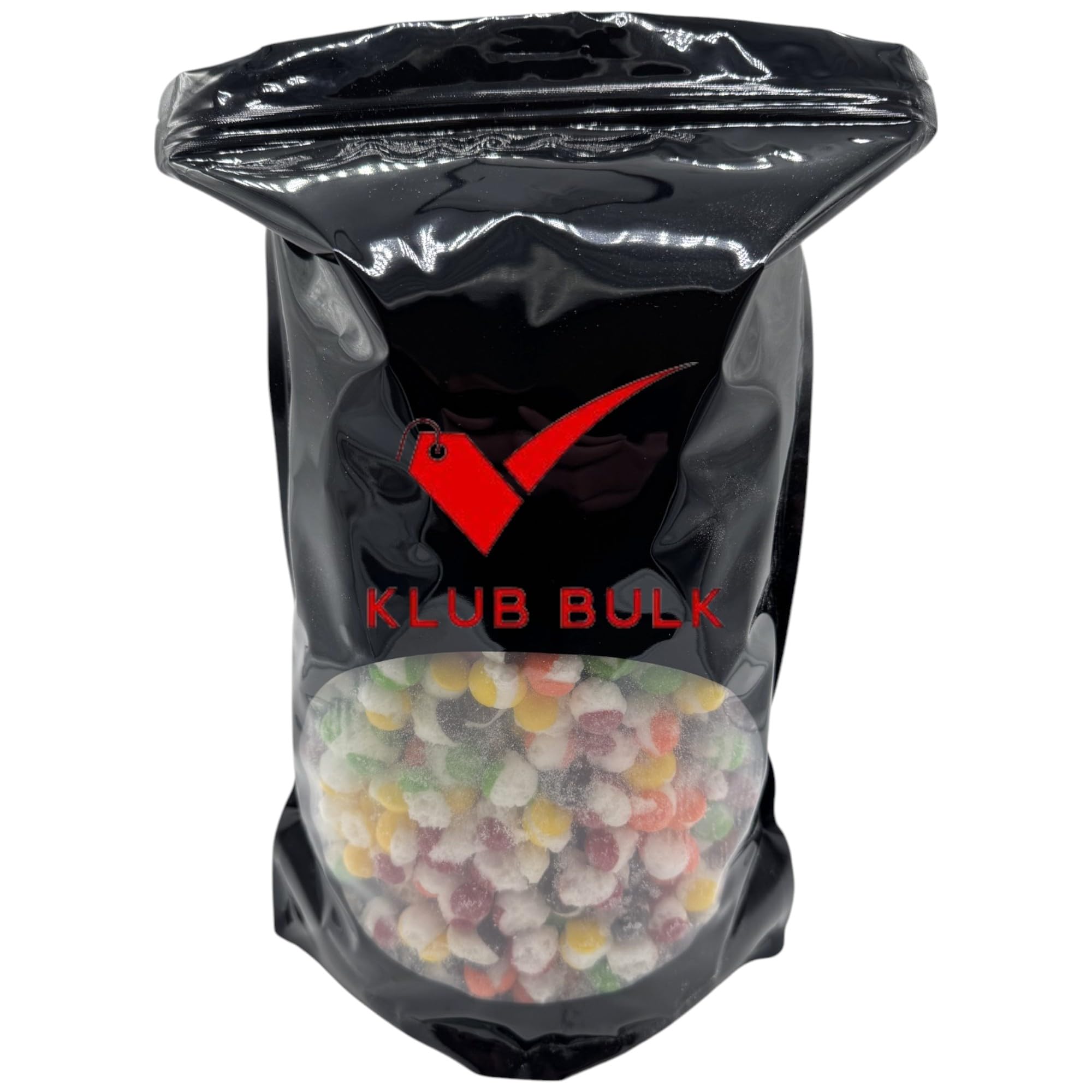 KLUB BULK front packaging showing colorful freeze dried comets and resealable pouch benefit