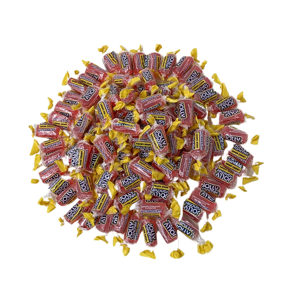individually wrapped Klub Bulk Jolly Ranchers watermelon pieces demonstrating freshness and hygienic convenience