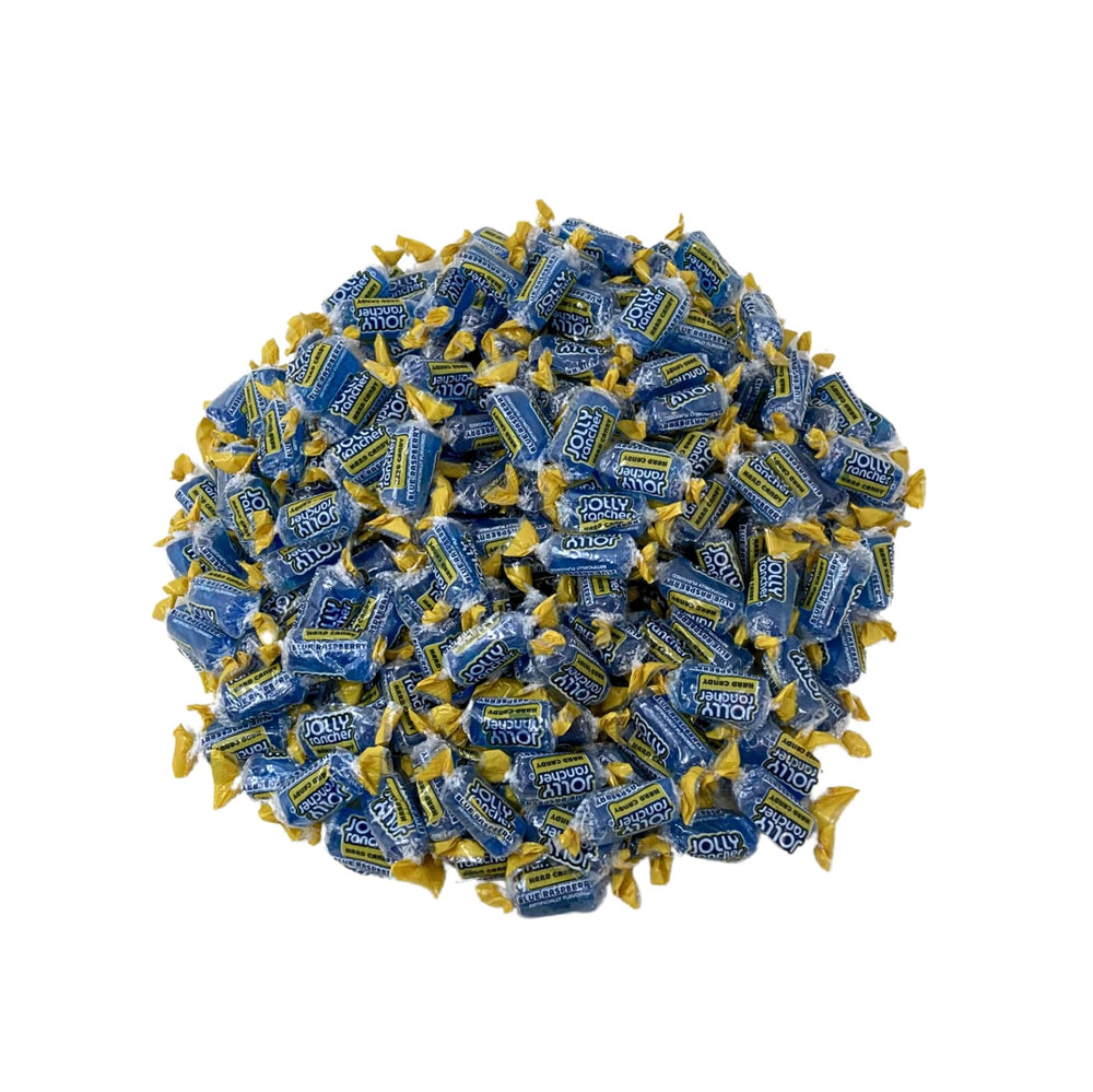 KLUB BULK bag front showing blue raspberry candies and clear branding for easy identification