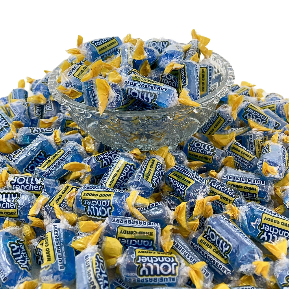 KLUB BULK bowl of blue raspberry candies staged for parties to show volume and appeal