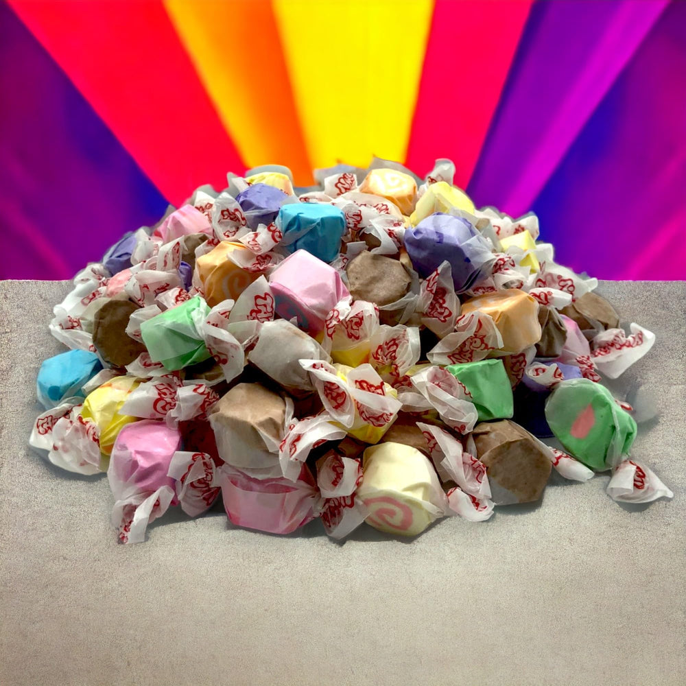 Macro view of a single Klub Bulk taffy piece texture, demonstrates soft chew appeal