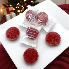 KLUB BULK close-up of raspberry fruit gem texture and pectin surface highlighting melt-in-mouth feel