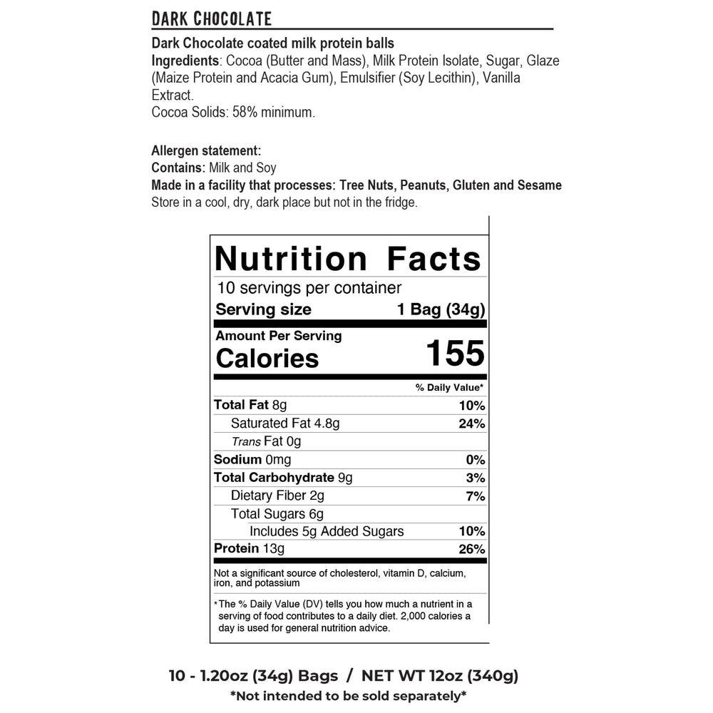 Knack Snacks nutrition label view highlights 13g protein per bag