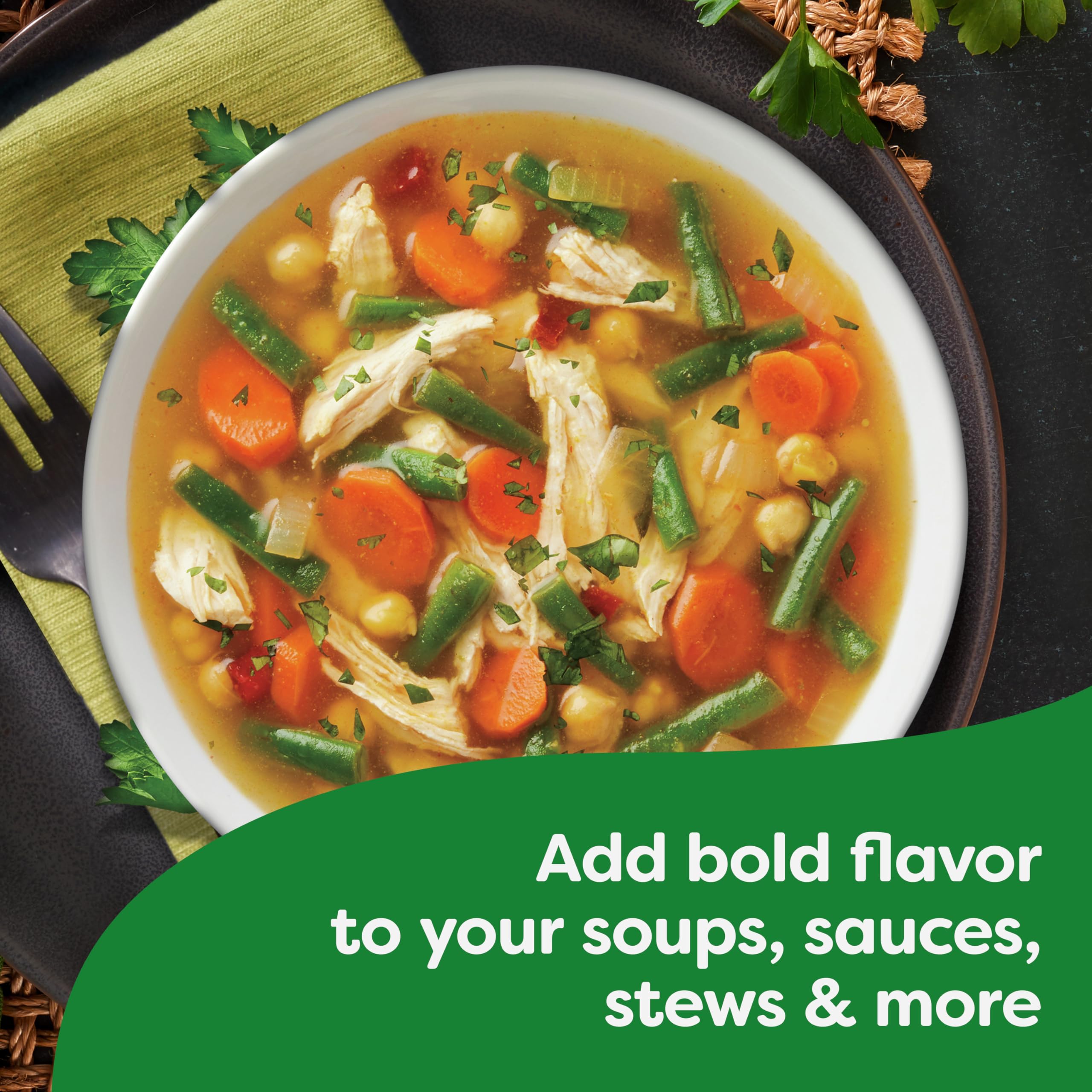 Knorr cube dissolving in saucepan to quickly create broth and speed up meal prep