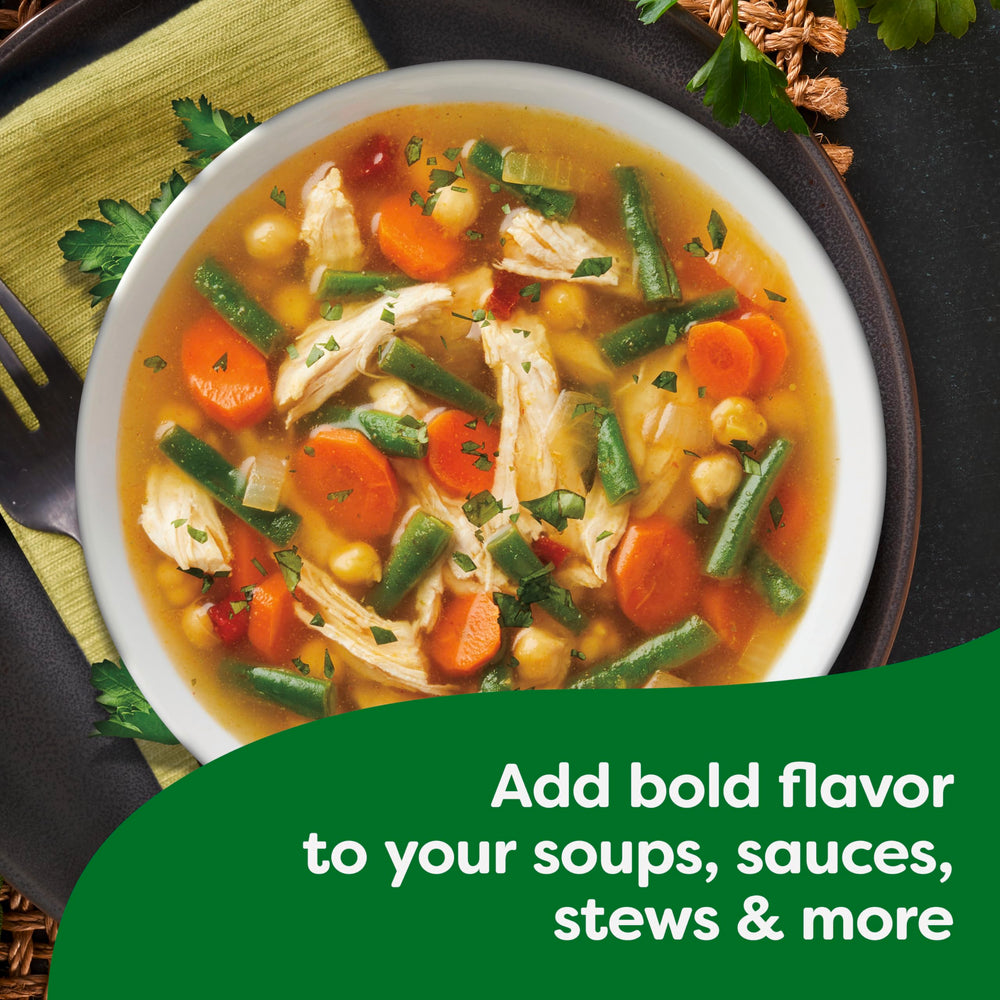 Knorr cube dissolving in saucepan to quickly create broth and speed up meal prep