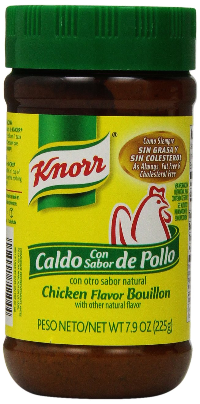 Knorr granulated chicken bouillon jar front view showing label and size benefit