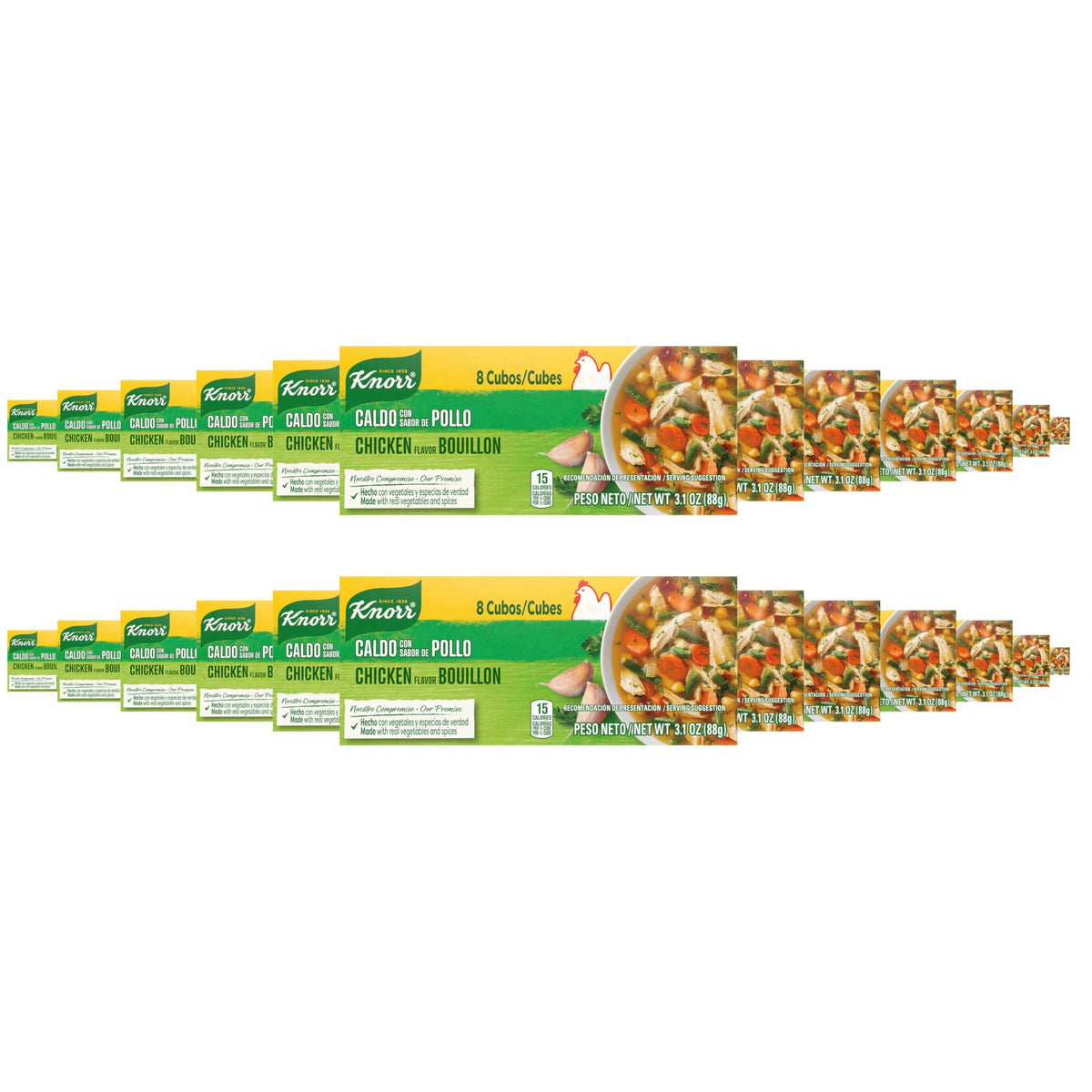 Knorr front packaging showing 24PK and chicken bouillon convenience and pantry storage benefit