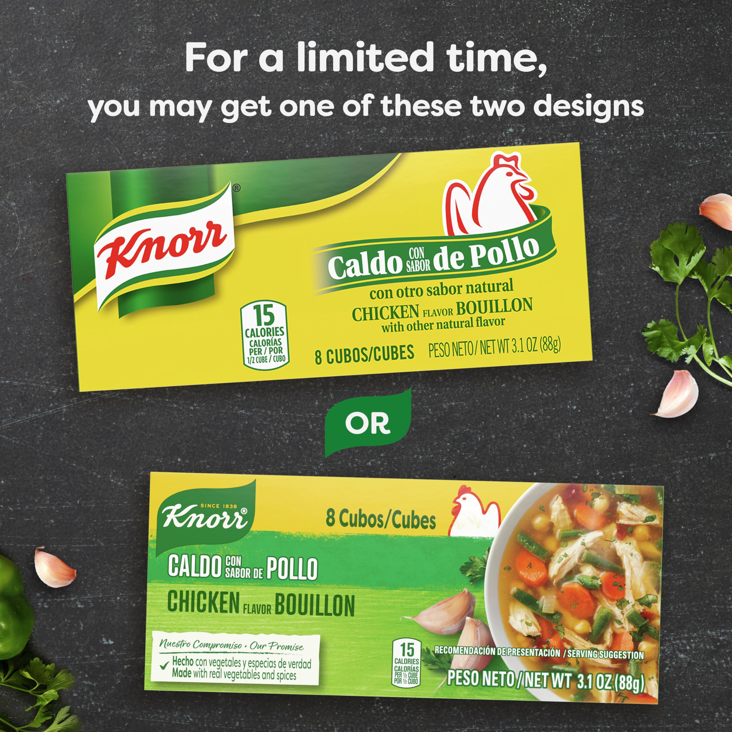 Top view of Knorr bouillon added to rice for seasoned arroz and consistent flavor