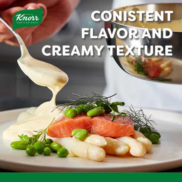 Knorr hollandaise being ladled in a professional kitchen showing easy service