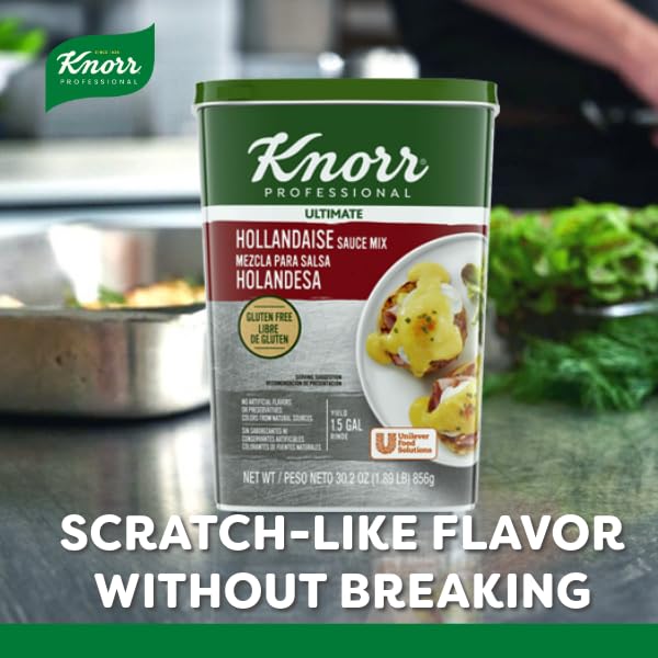Knorr prepared hollandaise poured over eggs Benedict demonstrating rich finish
