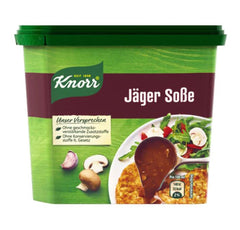 Knorr Jaeger Sosse front packaging showing brand and product, delivers authentic flavor