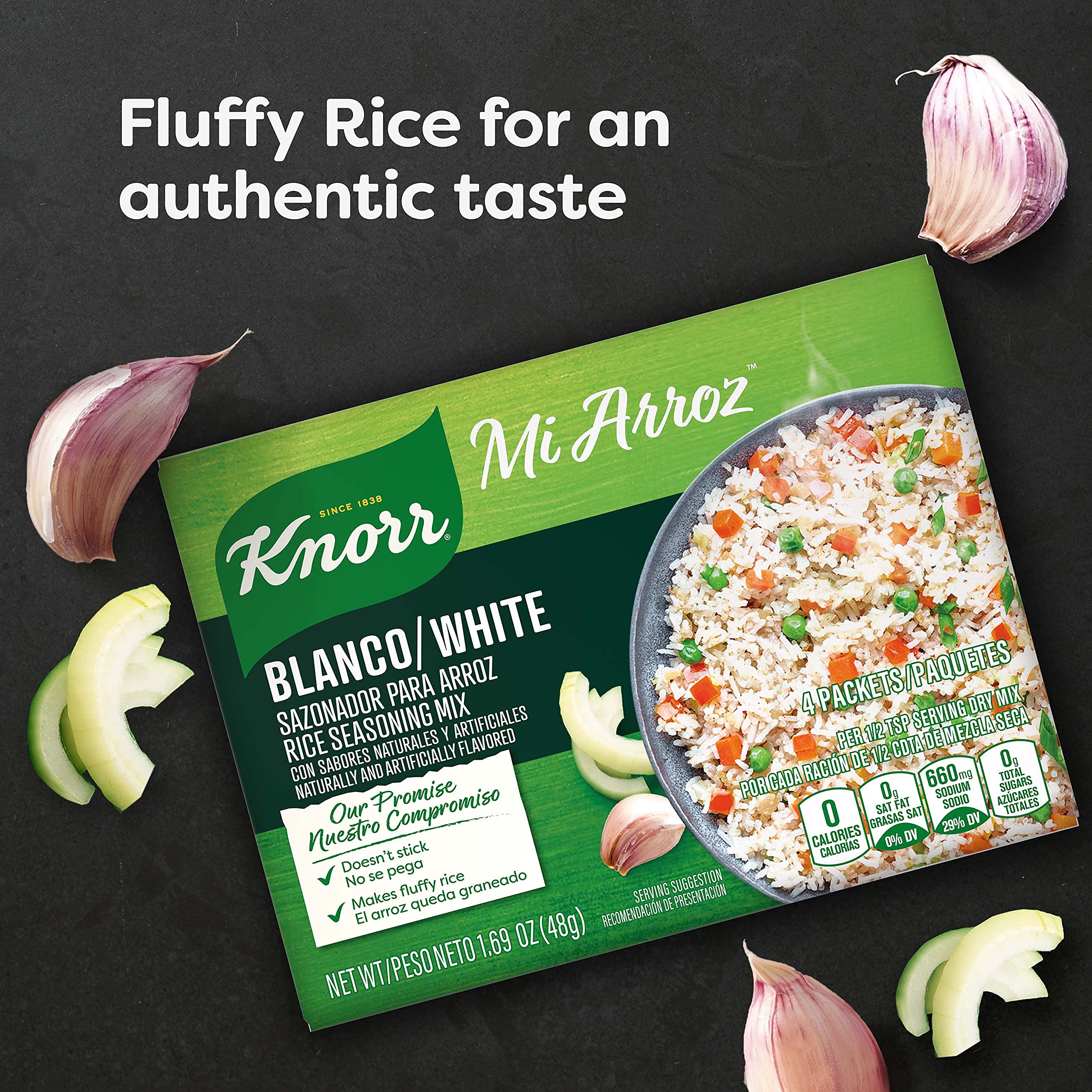 Close-up of a single Knorr Mi Arroz packet highlighting easy use