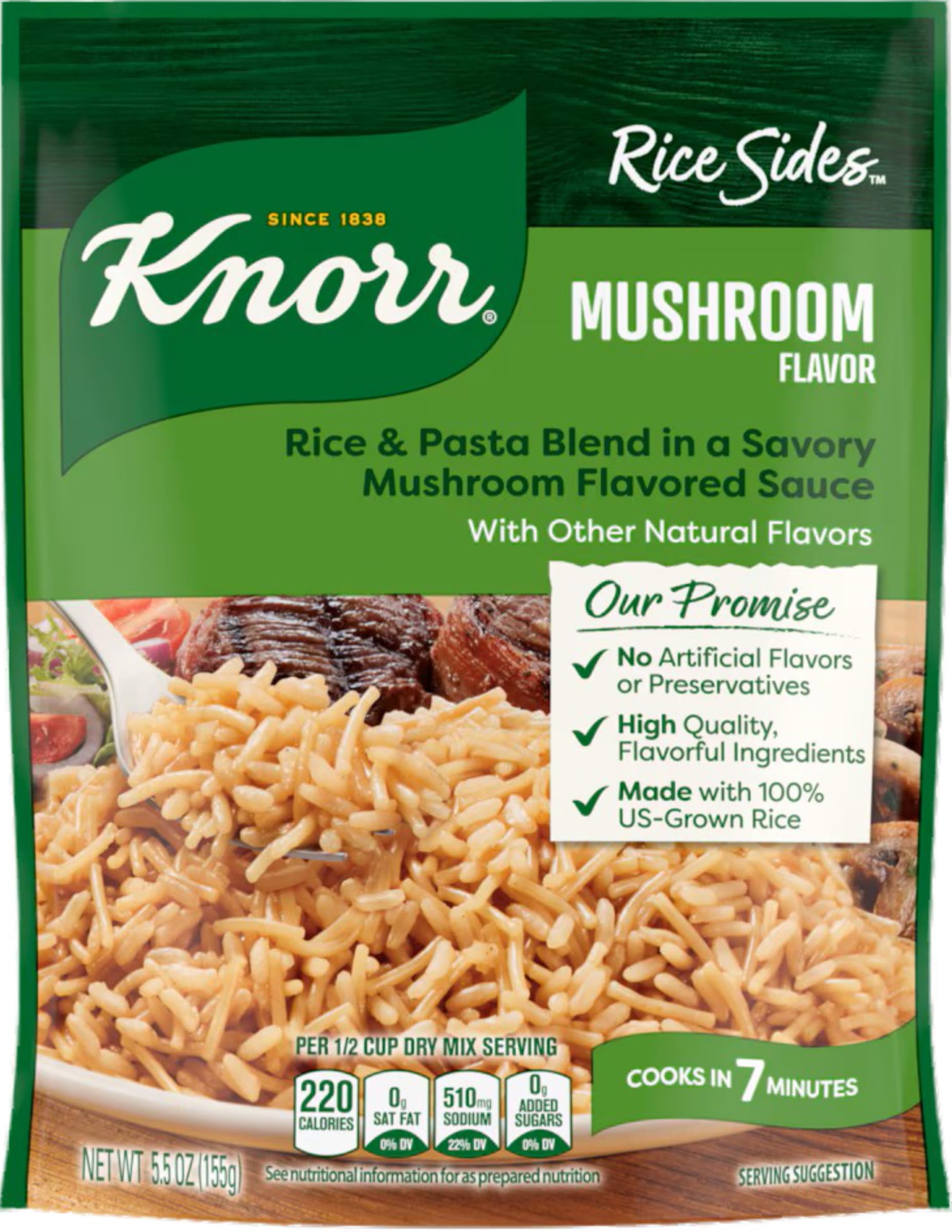 Knorr front packaging showing six pouches and quick preparation benefit
