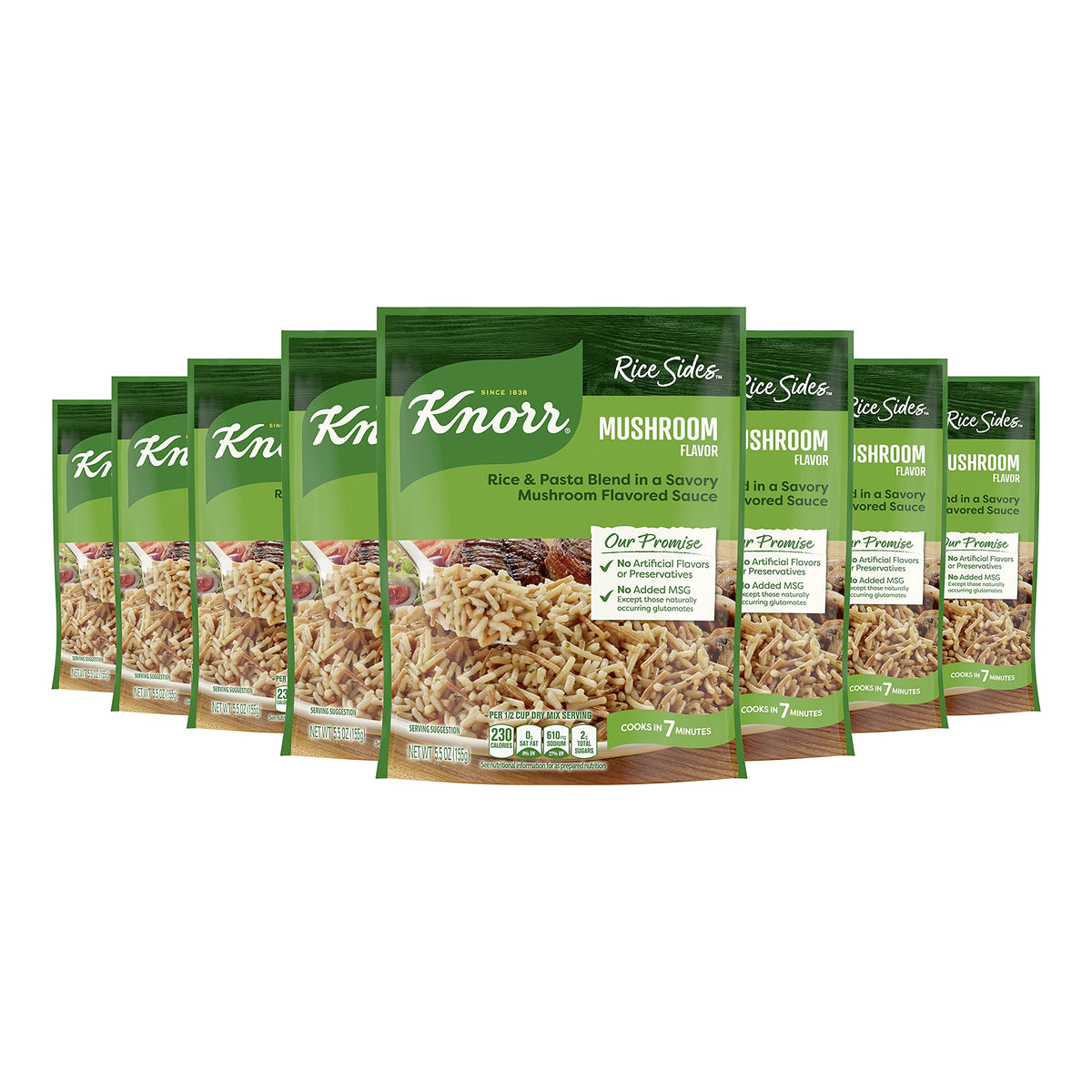 Knorr front packaging showing Mushroom Rice box and pack benefits
