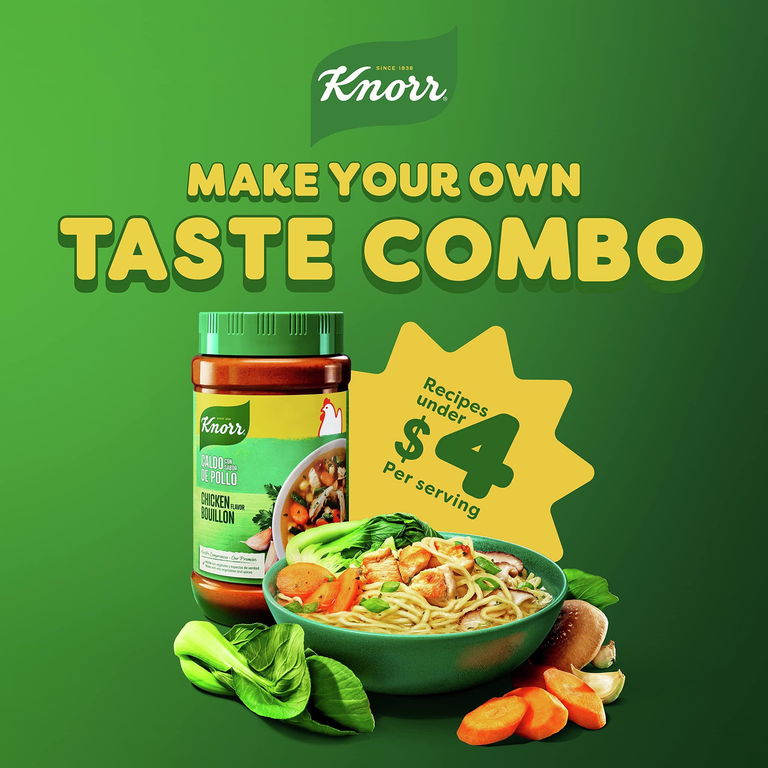 Knorr 32 oz jar beside measuring spoon to show scale and portion control benefit