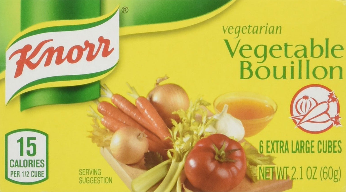 Knorr vegetable bouillon cubes front packaging showing jar and convenient advantage