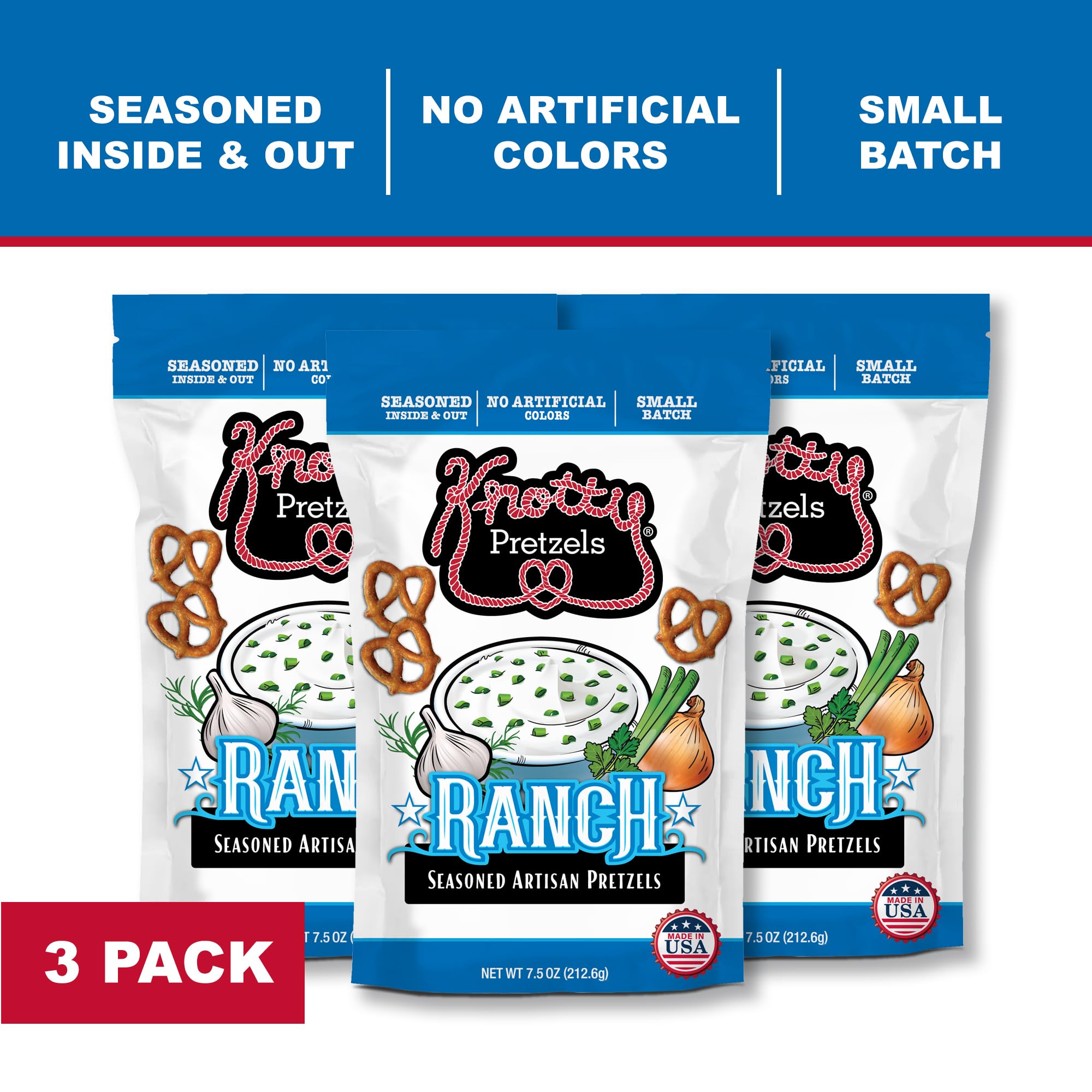 Knotty Pretzels open resealable bag showing freshness and easy reseal benefit