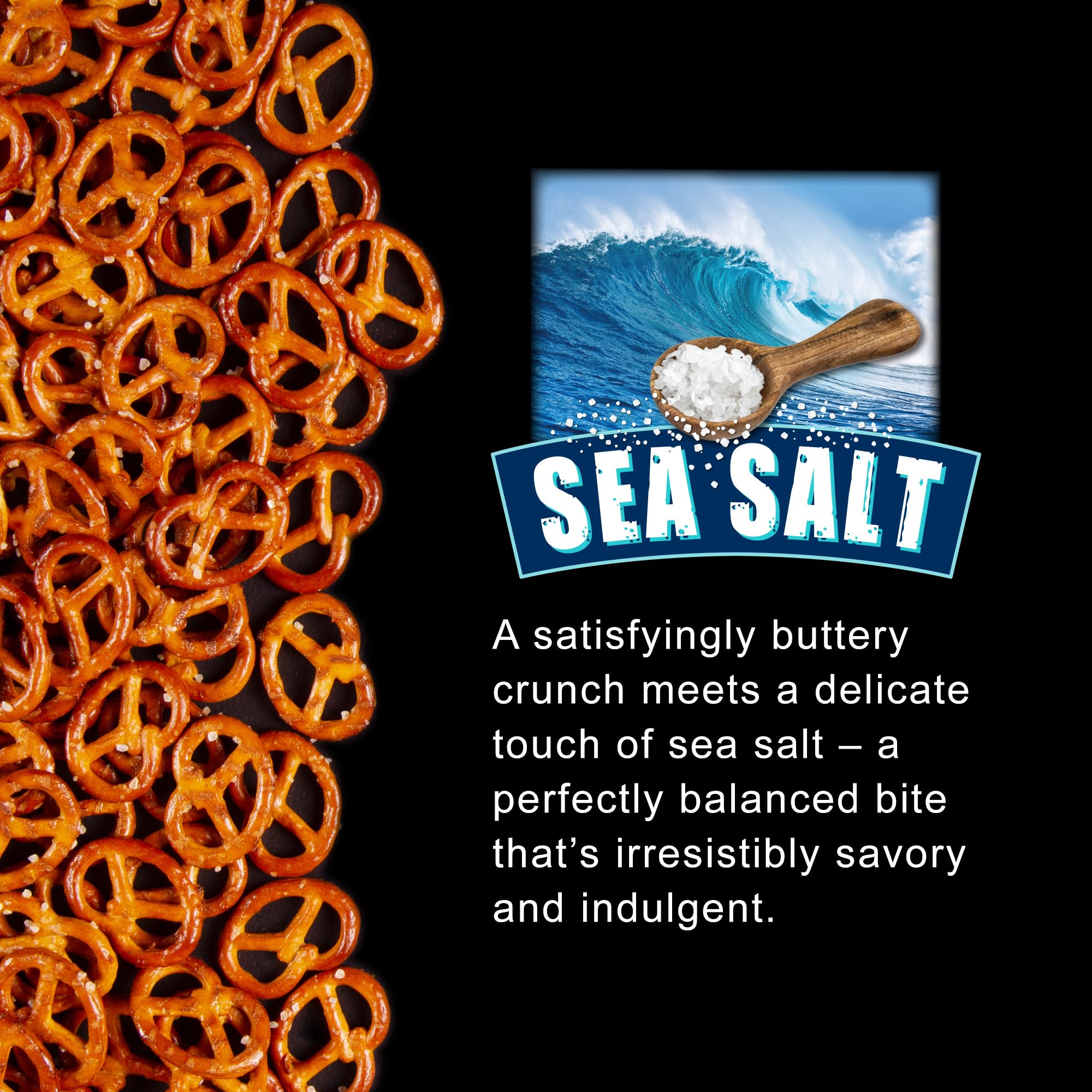 Knotty Pretzels close-up of sea salt granules enhancing flavor clarity