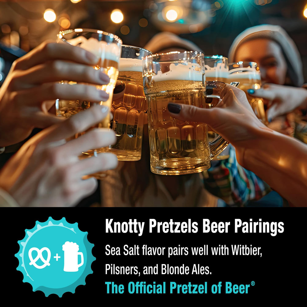 Knotty Pretzels held in hand demonstrating 7.5 oz portion portability