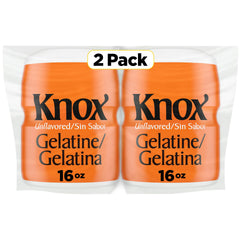 Knox Gelatin front view showing label and resealable canister for pantry convenience